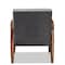 Baxton Studio Sorrento Grey Velvet Upholstered Walnut Finished Wooden Lounge Chair 160-9937 - alternate 6